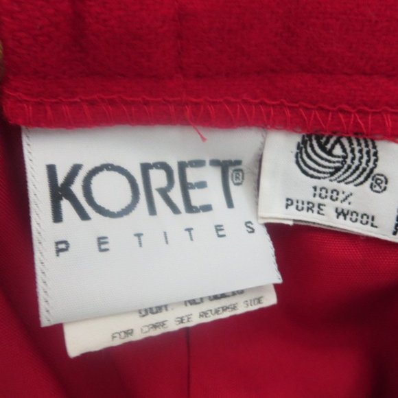 Pristine Vintage True Red 100% Wool Pencil Skirt Pockets XS / S / 0 / 2 Petite - Picture 10 of 12